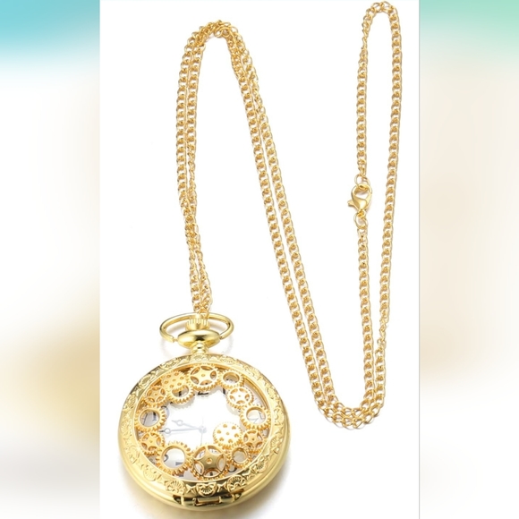 New Steampunk gears quartz pocket watch - Picture 4 of 5